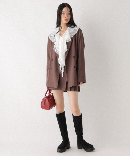 Heather（ヘザー）の「ベルト付きサイドプリーツミニスカート　581536（スカート・レディース・ベージュ系その他/ブラウン系その他/グレー・M/S）」の5枚目の写真