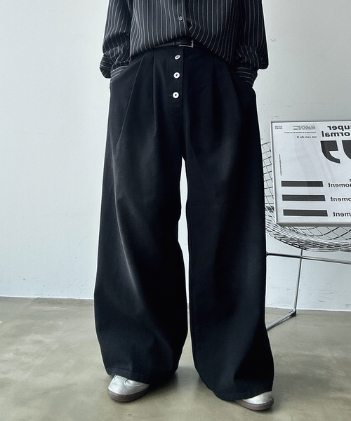 UNDERSTATEMENTs（アンダーステイトメント）の「【ユニセックス】ブラスト加工ボタンフライツイルパンツ/ワイドストレート（デニムパンツ・メンズ・ネイビー/ブラウン/ライトグレー/ブラック・LARGE/MEDIUM/SMALL）」の17枚目の写真