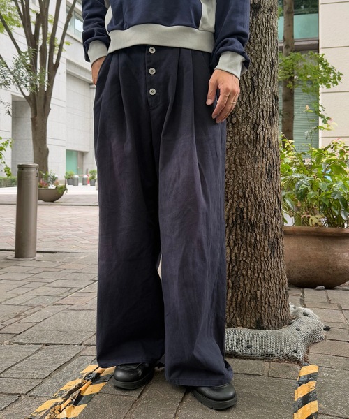 UNDERSTATEMENTs（アンダーステイトメント）の「【ユニセックス】ブラスト加工ボタンフライツイルパンツ/ワイドストレート（デニムパンツ・メンズ・ネイビー/ブラウン/ライトグレー/ブラック・LARGE/MEDIUM/SMALL）」の8枚目の写真