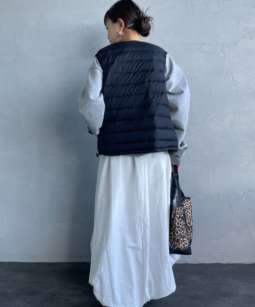 美品収納袋付きDANTON インナーダウン ベスト レディース クルーネック ダントン DANTON クルーネック インナーダウン ベスト dt