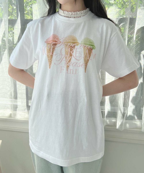 F i.n.t（フィント）の「トリプルアイスクリームプリントTシャツ/SweetsCollection（Tシャツ/カットソー・レディース・ホワイト・FREE）」の4枚目の写真