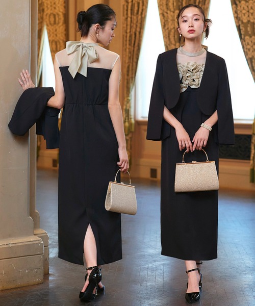 ルイルエブティック（RUIRUE BOUTIQUE）/ボレロ＆フリルワンピセットアップ オケージョンドレス 結婚式 ストレッチ ｜ ボレロ ＆ フリル ワンピ