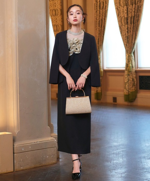 ルイルエブティック（RUIRUE BOUTIQUE）/ボレロ＆フリルワンピセットアップ オケージョンドレス 結婚式 ストレッチ ｜ ボレロ ＆ フリル ワンピ