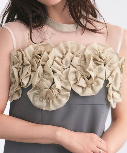 RUIRUE BOUTIQUE（ルイルエブティック）の「オケージョンドレス 結婚式 ストレッチ ｜ ボレロ ＆ フリル ワンピ セットアップ ｜ 二次会 披露宴 美脚 ワンピース オケージョン お呼ばれ パーティードレス（ドレス・レディース・アッシュグレー/ブラック/ホワイト×ブラック・S/M/L/LL）」の17枚目の写真