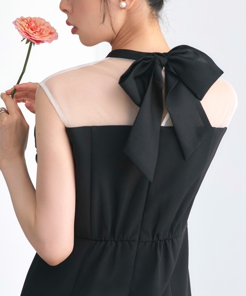 オケージョンドレス 結婚式 ストレッチ ｜ ボレロ ＆ フリル ワンピ