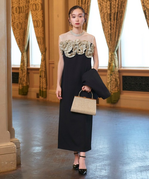 RUIRUE BOUTIQUE（ルイルエブティック）の「オケージョンドレス 結婚式 ストレッチ ｜ ボレロ ＆ フリル ワンピ セットアップ ｜ 二次会 披露宴 美脚 ワンピース オケージョン お呼ばれ パーティードレス（ドレス・レディース・アッシュグレー/ブラック/ホワイト×ブラック・S/M/L/LL）」の8枚目の写真