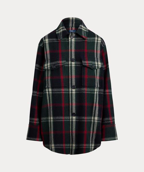 ラルフローレン　POLO ウールブレンドチェックシャツジャケット未使用 チェック ウールブレンド ツイル シャツ ジャケット | ラルフ ローレン