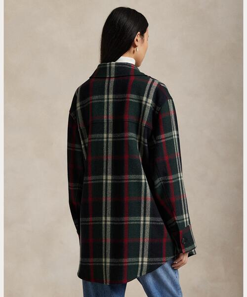 チェック ウールブレンド ツイル シャツ ジャケット（カバーオール