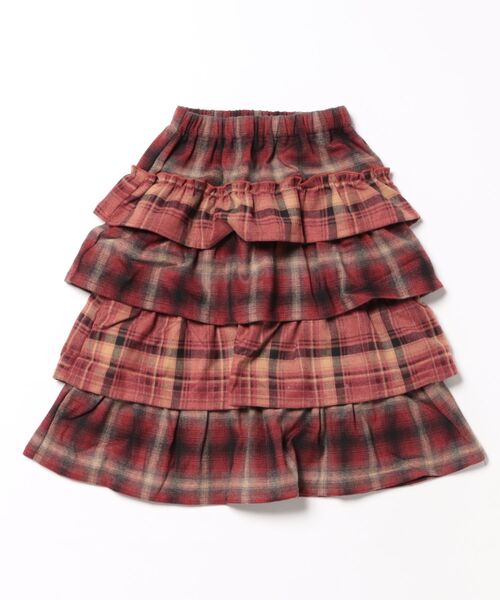 TARKER（ターカー）の「【ジュニアあり】チェック柄ティアードロングスカート（スカート・キッズ・ブラック/レッド・100/140/130/120/110/90/150）」の2枚目の写真