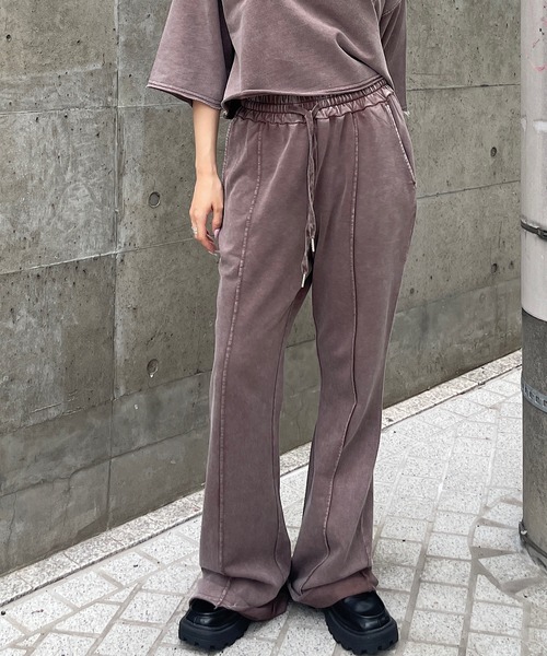 ROGER AND RAW(ロジャーアンドロウ)の「ソフトフレアスウェットパンツ(スウェットパンツ・レディース・ネイビー/カーキ/ブラウン/スミクロ・FREE)」の3枚目の写真