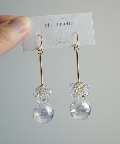 CERCA(チェルカ)の「jolie minette/お水入り ガラスドーム キラキラ フックピアス(ピアス(両耳用)・レディース・シルバー/ゴールド・FREE)」の9枚目の写真