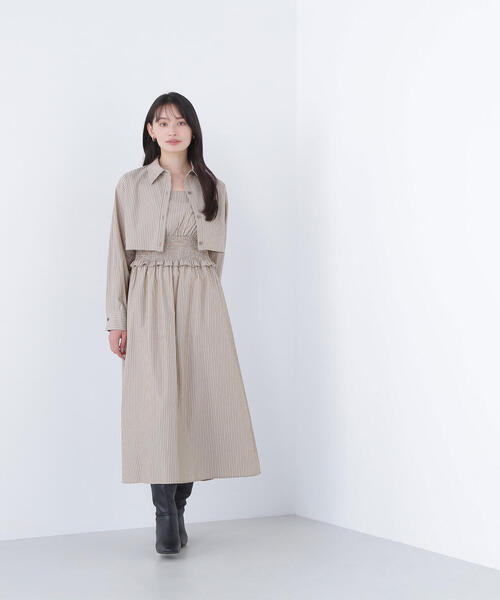 NATURAL BEAUTY BASIC(ナチュラルビューティーベーシック)の「◇レイヤードマルチストライプワンピース(ワンピース・レディース・ベージュ系その他/ブルー系その他・MEDIUM/P/S)」の4枚目の写真
