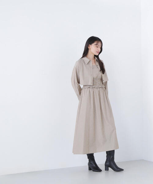 NATURAL BEAUTY BASIC(ナチュラルビューティーベーシック)の「◇レイヤードマルチストライプワンピース(ワンピース・レディース・ベージュ系その他/ブルー系その他・MEDIUM/P/S)」の6枚目の写真