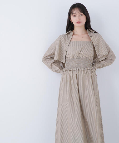 NATURAL BEAUTY BASIC(ナチュラルビューティーベーシック)の「◇レイヤードマルチストライプワンピース(ワンピース・レディース・ベージュ系その他/ブルー系その他・MEDIUM/P/S)」の7枚目の写真