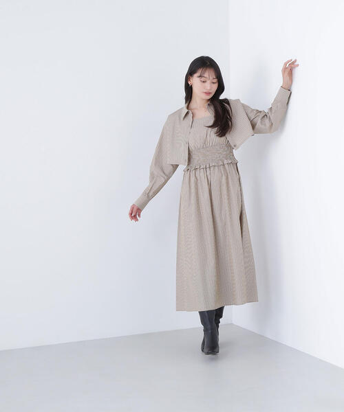 NATURAL BEAUTY BASIC(ナチュラルビューティーベーシック)の「◇レイヤードマルチストライプワンピース(ワンピース・レディース・ベージュ系その他/ブルー系その他・MEDIUM/P/S)」の8枚目の写真