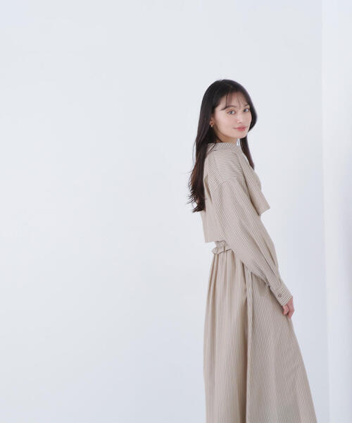 NATURAL BEAUTY BASIC(ナチュラルビューティーベーシック)の「◇レイヤードマルチストライプワンピース(ワンピース・レディース・ベージュ系その他/ブルー系その他・MEDIUM/P/S)」の9枚目の写真