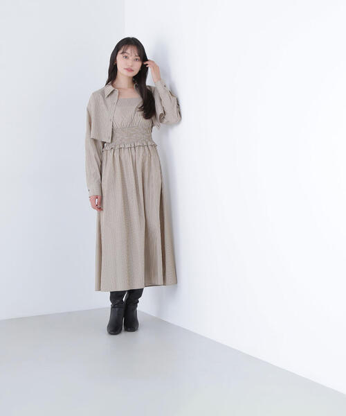 NATURAL BEAUTY BASIC(ナチュラルビューティーベーシック)の「◇レイヤードマルチストライプワンピース(ワンピース・レディース・ベージュ系その他/ブルー系その他・MEDIUM/P/S)」の10枚目の写真
