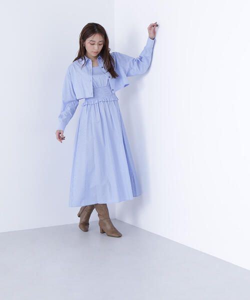 NATURAL BEAUTY BASIC(ナチュラルビューティーベーシック)の「◇レイヤードマルチストライプワンピース(ワンピース・レディース・ベージュ系その他/ブルー系その他・MEDIUM/P/S)」の15枚目の写真