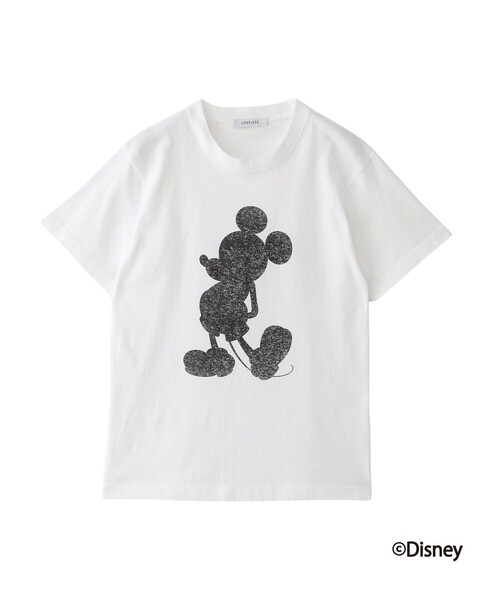 LOVELESS(ラブレス)の「【ミッキーマウス / LOVELESS限定】プリントTシャツ(フロントシルエットスタイル)(Tシャツ/カットソー・レディース・ブラック/ホワイト・S)」の2枚目の写真