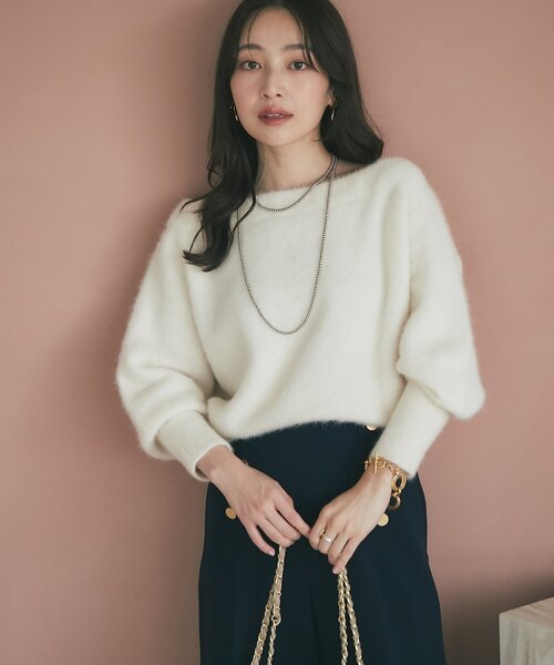 miki監修・最強モテニット】ヘアリーウールカシミヤ混オフショルニット