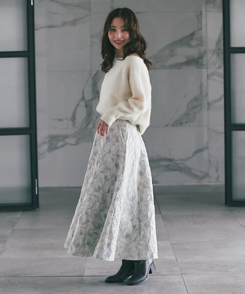 miki監修・最強モテニット】ヘアリーウールカシミヤ混オフショルニット