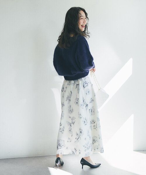 La boutique BonBon（ラブティックボンボン）の「【今すぐお届け！・miki監修】ヘアリーウールカシミヤ混オフショルニット（ニット/セーター・レディース・ミント/オフホワイト/グレー/ピンク/ネイビー・FREE）」の11枚目の写真