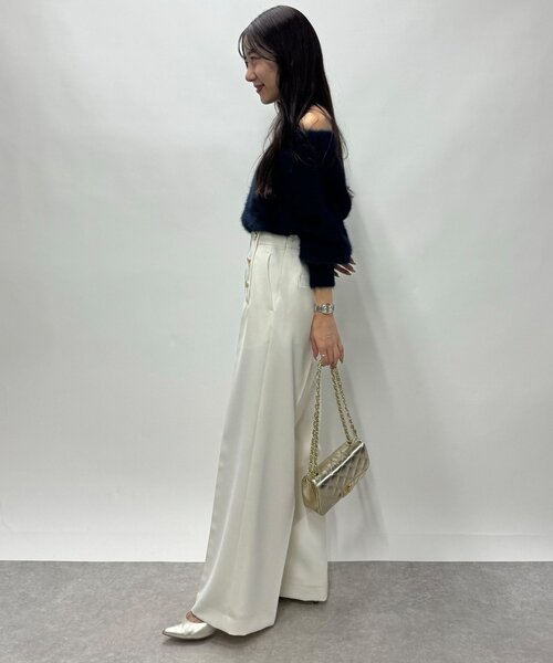 プ*。様 ラブティックボンボン miki監修 ヘアリーウールカシミヤ混オフショル セール】【今すぐお届け！・miki監修】ヘアリーウールカシミヤ混