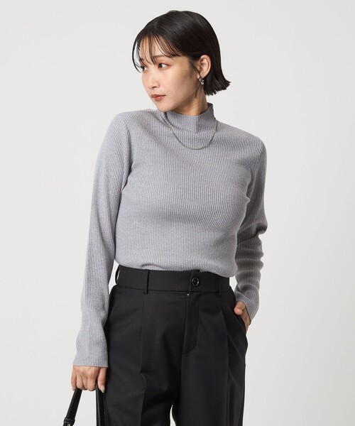 green label relaxing(グリーンレーベルリラクシング)の「ラメ リブ ボトルネック ニット プルオーバー ウォッシャブル(ニット/セーター・レディース・ナチュラル/ライトグレー/ダークグレー・FREE)」の2枚目の写真