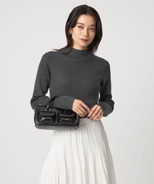 green label relaxing(グリーンレーベルリラクシング)の「ラメ リブ ボトルネック ニット プルオーバー ウォッシャブル(ニット/セーター・レディース・ナチュラル/ライトグレー/ダークグレー・FREE)」の3枚目の写真