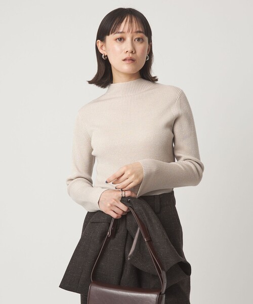 green label relaxing(グリーンレーベルリラクシング)の「ラメ リブ ボトルネック ニット プルオーバー ウォッシャブル(ニット/セーター・レディース・ナチュラル/ライトグレー/ダークグレー・FREE)」の18枚目の写真