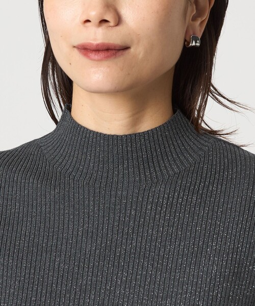 green label relaxing(グリーンレーベルリラクシング)の「ラメ リブ ボトルネック ニット プルオーバー ウォッシャブル(ニット/セーター・レディース・ナチュラル/ライトグレー/ダークグレー・FREE)」の10枚目の写真