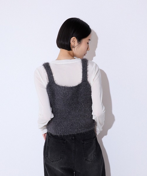 JEANASIS（ジーナシス）の「3GフェザーMIXニットNS/592554（ニット/セーター・レディース・ネイビー/チャコールグレー/グレー・FREE）」の14枚目の写真