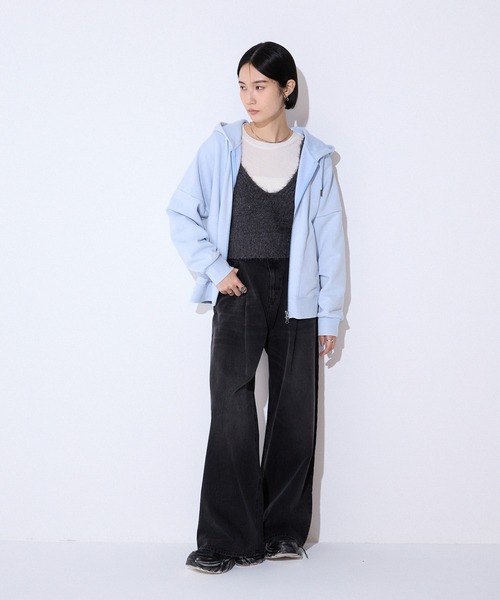 JEANASIS（ジーナシス）の「3GフェザーMIXニットNS/592554（ニット/セーター・レディース・ネイビー/チャコールグレー/グレー・FREE）」の12枚目の写真