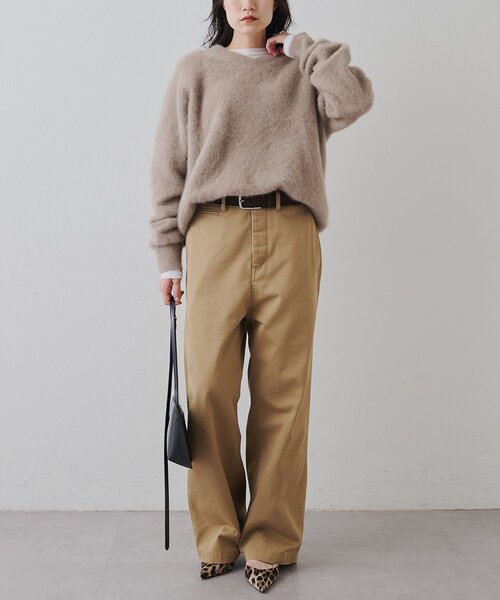 2025SS今季美品★ウィムガゼット　コットンシルクプルオーバー　ベージュ Whim Gazette(ウィム ガゼット)｜Vガゼットプルオーバー/オフ