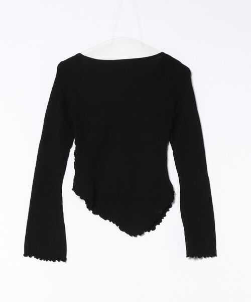 Lace Ladies(レースレディース)の「Vネック リボン シャーリング ニット トップス(Tシャツ/カットソー・レディース・アイボリー/ブラック/ピンク・FREE)」の4枚目の写真