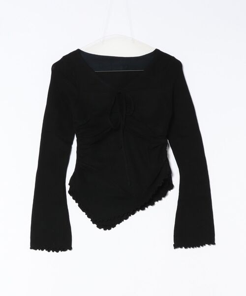 Lace Ladies(レースレディース)の「Vネック リボン シャーリング ニット トップス(Tシャツ/カットソー・レディース・アイボリー/ブラック/ピンク・FREE)」の22枚目の写真