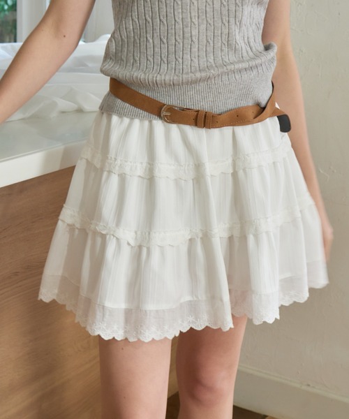 コットンレースミニスカート/ cotton lace mini-skirt（スカート