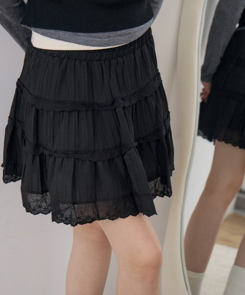 セール】コットンレースミニスカート/ cotton lace mini-skirt