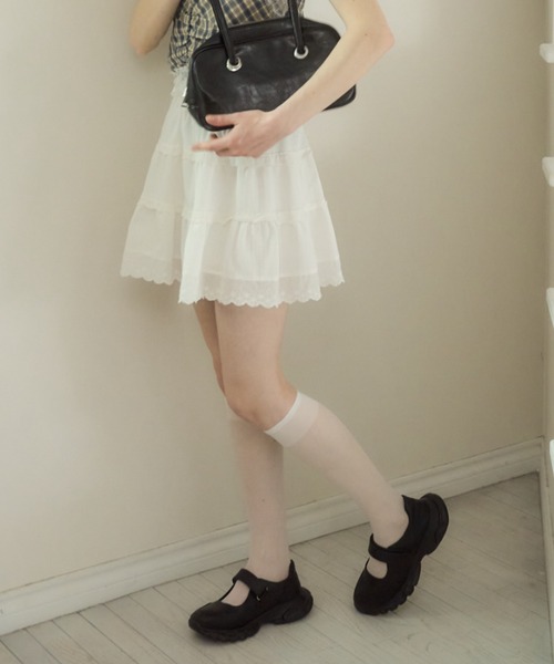 Birthday room(バースデイルーム)の「コットンレースミニスカート/ cotton lace mini-skirt(スカート・レディース・ホワイト/ブラック・FREE)」の19枚目の写真