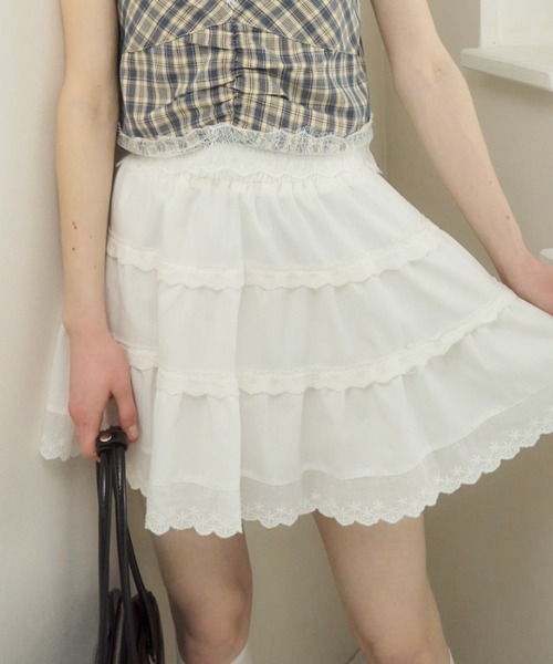 Birthday room(バースデイルーム)の「コットンレースミニスカート/ cotton lace mini-skirt(スカート・レディース・ホワイト/ブラック・FREE)」の21枚目の写真