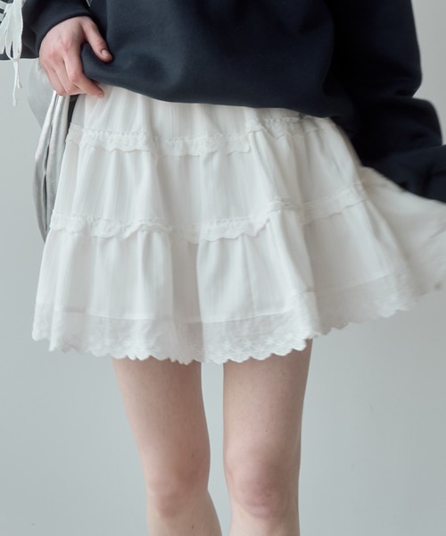 Birthday room(バースデイルーム)の「コットンレースミニスカート/ cotton lace mini-skirt(スカート・レディース・ホワイト/ブラック・FREE)」の12枚目の写真