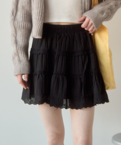 Birthday room(バースデイルーム)の「コットンレースミニスカート/ cotton lace mini-skirt(スカート・レディース・ホワイト/ブラック・FREE)」の14枚目の写真