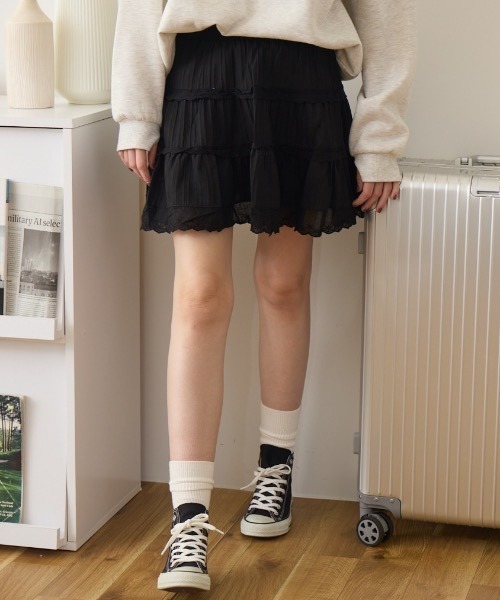 Birthday room(バースデイルーム)の「コットンレースミニスカート/ cotton lace mini-skirt(スカート・レディース・ホワイト/ブラック・FREE)」の16枚目の写真