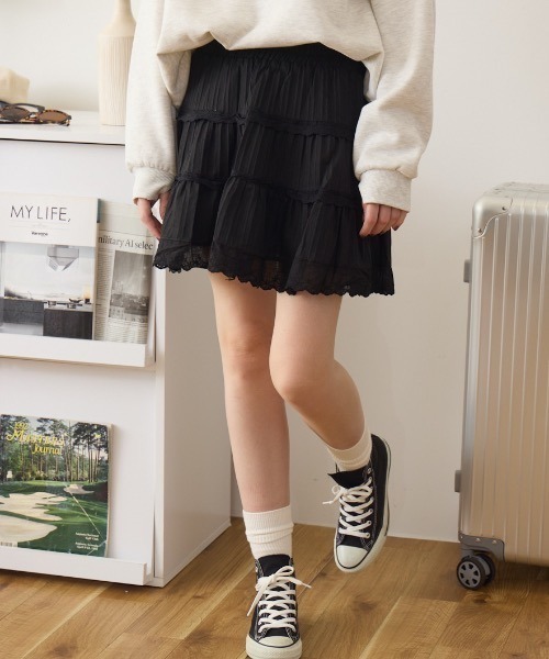 Birthday room(バースデイルーム)の「コットンレースミニスカート/ cotton lace mini-skirt(スカート・レディース・ホワイト/ブラック・FREE)」の5枚目の写真