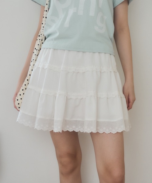 コットンレースミニスカート/ cotton lace mini-skirt（スカート