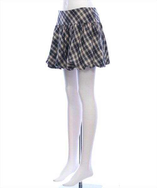 clear（クリア）の「チェック柄切替バルーンミニスカート[着回し力抜群 ガーリー]≪AW新作≫（スカート・レディース・ブラウン/ブラック・S/M）」の4枚目の写真