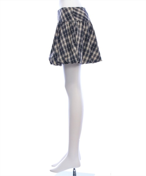 clear（クリア）の「チェック柄切替バルーンミニスカート[着回し力抜群 ガーリー]≪AW新作≫（スカート・レディース・ブラウン/ブラック・S/M）」の5枚目の写真