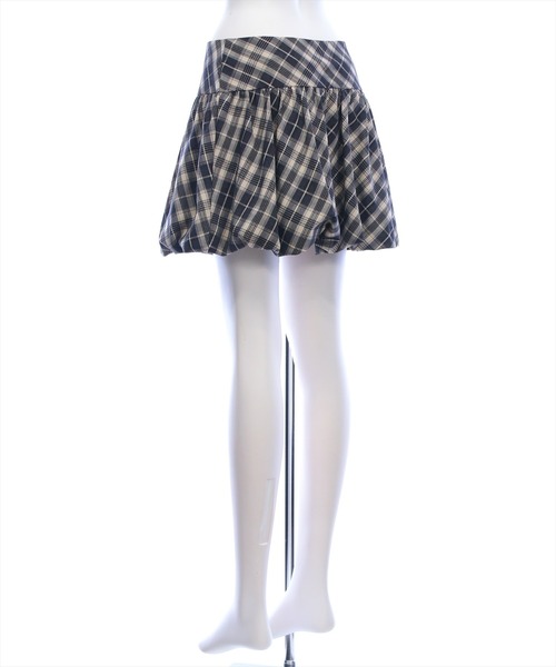 clear（クリア）の「チェック柄切替バルーンミニスカート[着回し力抜群 ガーリー]≪AW新作≫（スカート・レディース・ブラウン/ブラック・S/M）」の6枚目の写真