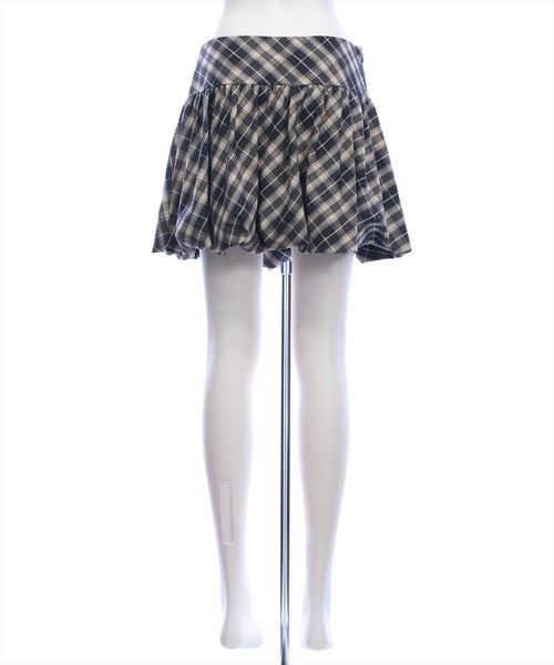 clear（クリア）の「チェック柄切替バルーンミニスカート[着回し力抜群 ガーリー]≪AW新作≫（スカート・レディース・ブラウン/ブラック・S/M）」の7枚目の写真