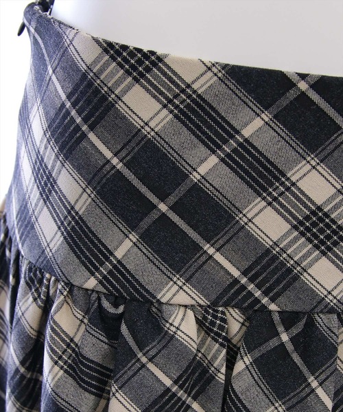 clear（クリア）の「チェック柄切替バルーンミニスカート[着回し力抜群 ガーリー]≪AW新作≫（スカート・レディース・ブラウン/ブラック・S/M）」の9枚目の写真